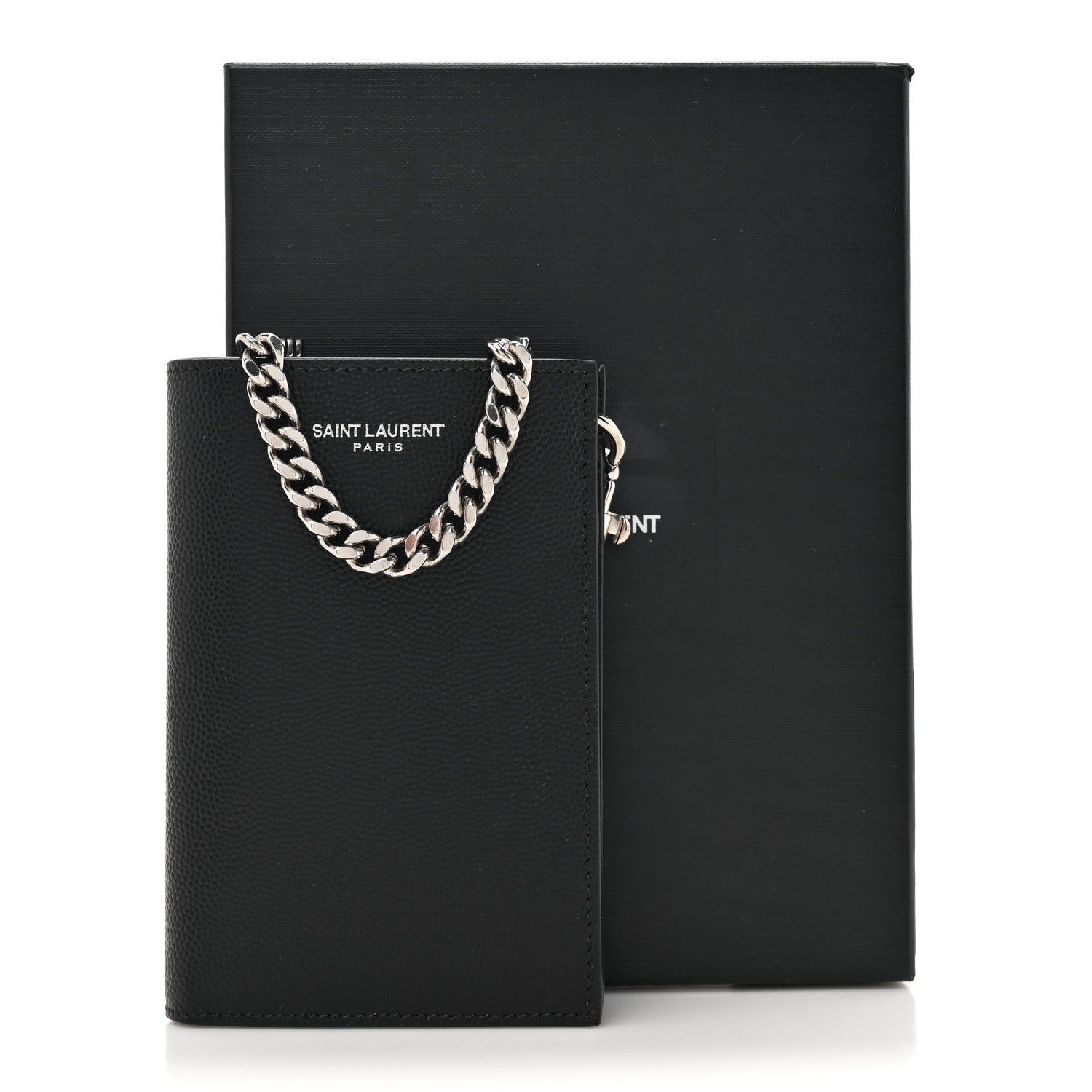 Saint Laurent Grain De Poudre North South Chain Wallet Black 9 of 9