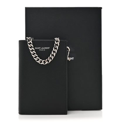Saint Laurent Grain De Poudre North South Chain Wallet Black 9 of 9