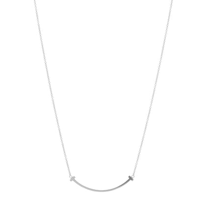 Tiffany 18K White Gold Small T Smile Pendant Necklace 1 of 5