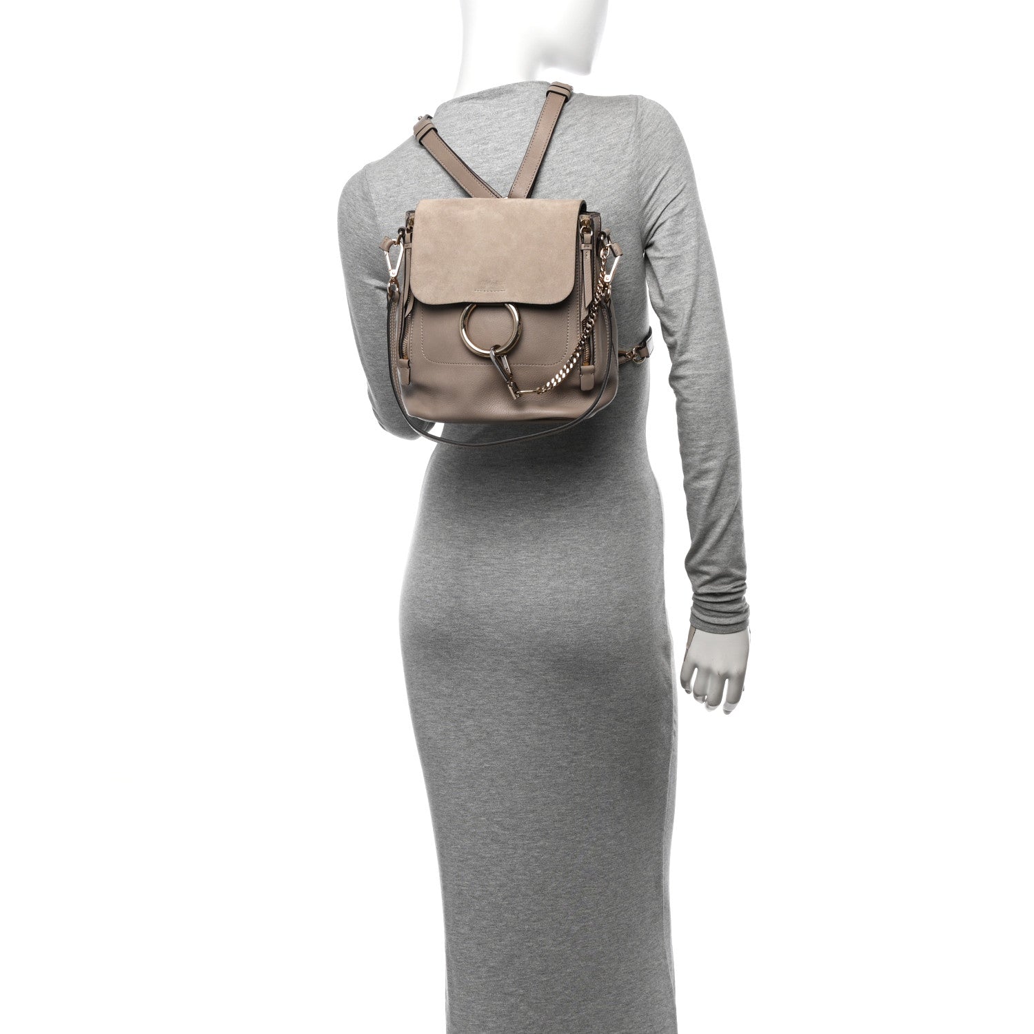 Chloe Suede Calfskin Small Faye Backpack Motty Grey 2 of 10