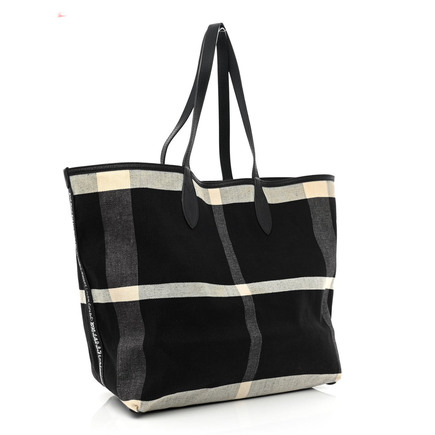 Coated Canvas Mega Check Sketchbook Medium Reversible Doodle Tote Black