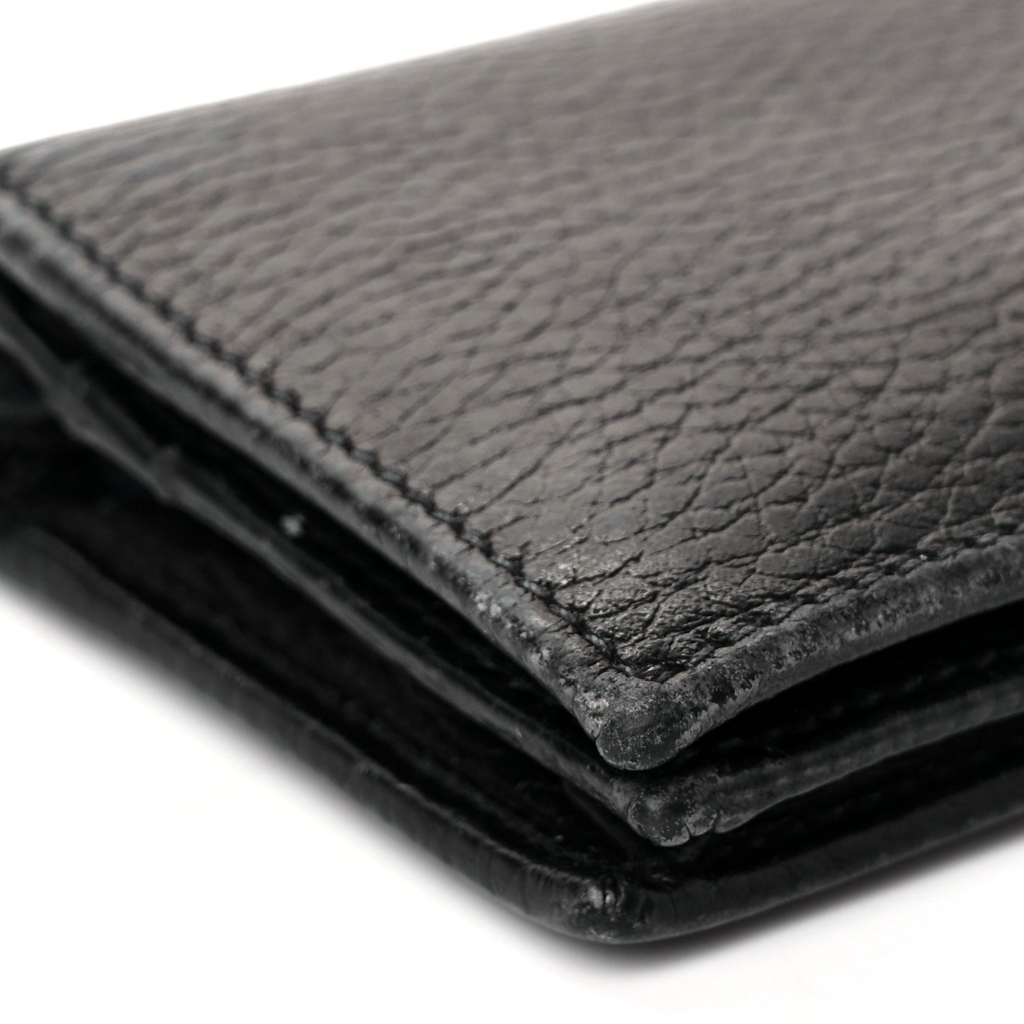 Pebbled Calfskin GG Marmont Card Case Black