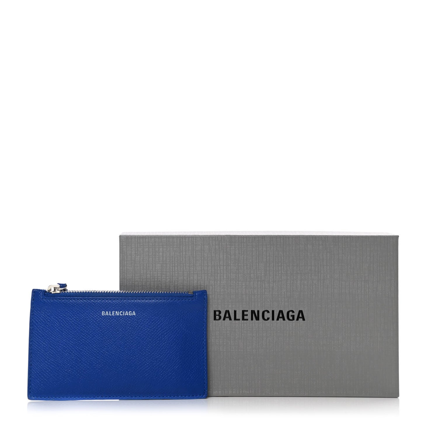 Grained Calfskin Cash Long Coin Card Holder Dark Blue