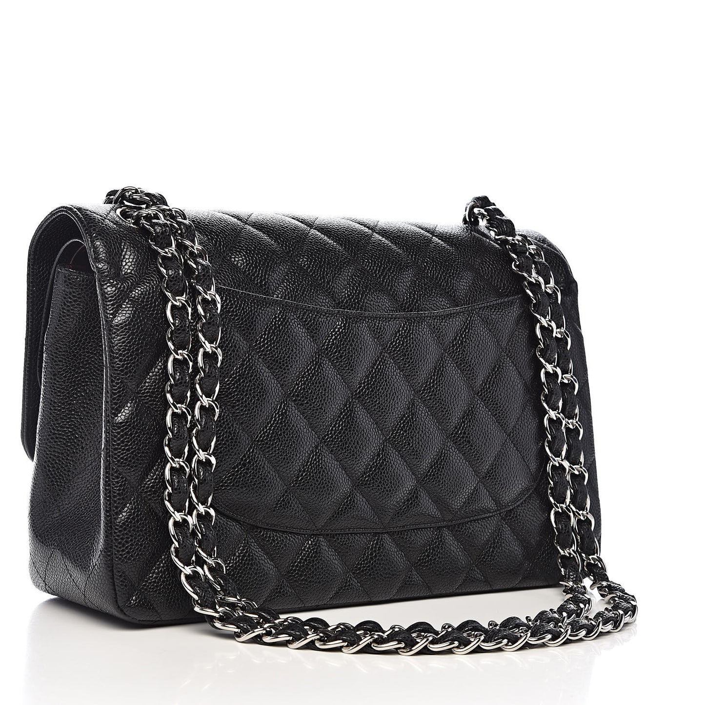 Caviar Quilted Jumbo Double Flap Black