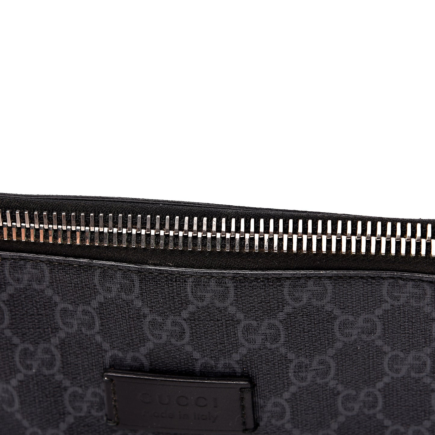 GG Supreme Monogram Appia Calfskin Web Flat Messenger Bag Black Grey