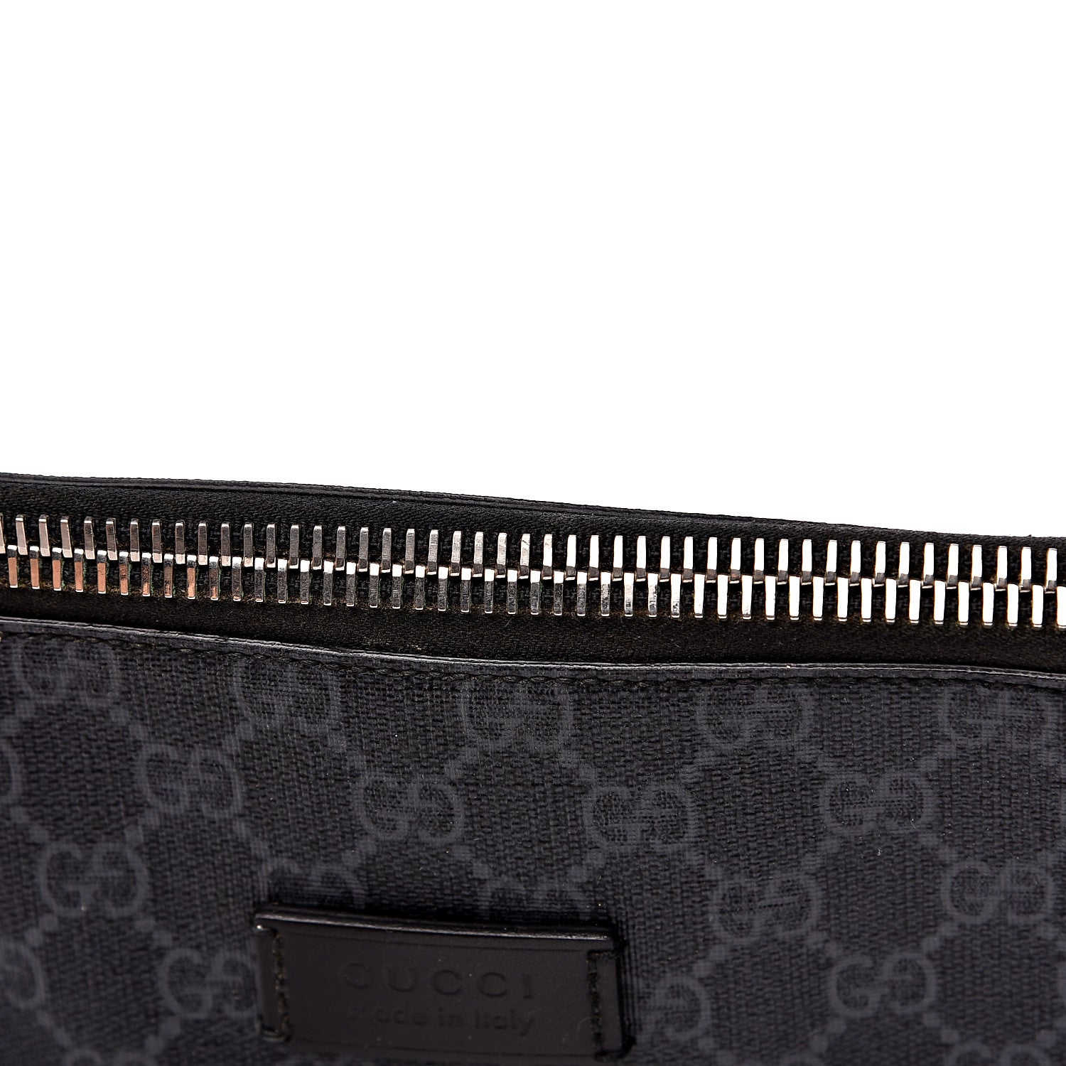 Gucci GG Supreme Monogram Appia Calfskin Web Flat Messenger Bag Black Grey 12 of 13