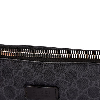Gucci GG Supreme Monogram Appia Calfskin Web Flat Messenger Bag Black Grey 12 of 13