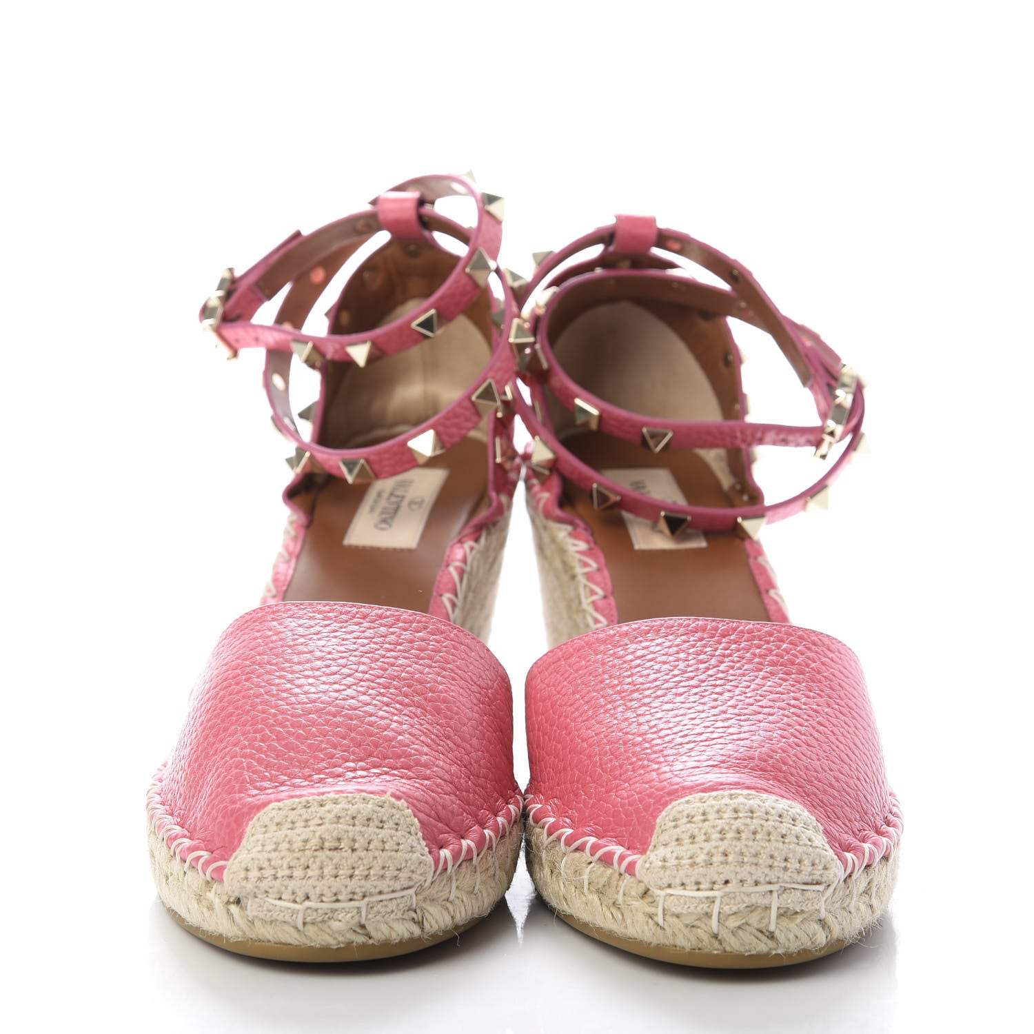 Valentino Garavani Grained Calfskin Rockstud Ankle Wrap Espadrille 15/85mm Wedges 39 Shadow Pink 2 of 10