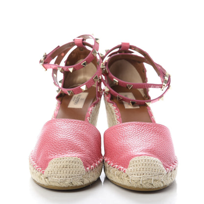 Valentino Garavani Grained Calfskin Rockstud Ankle Wrap Espadrille 15/85mm Wedges 39 Shadow Pink 2 of 10
