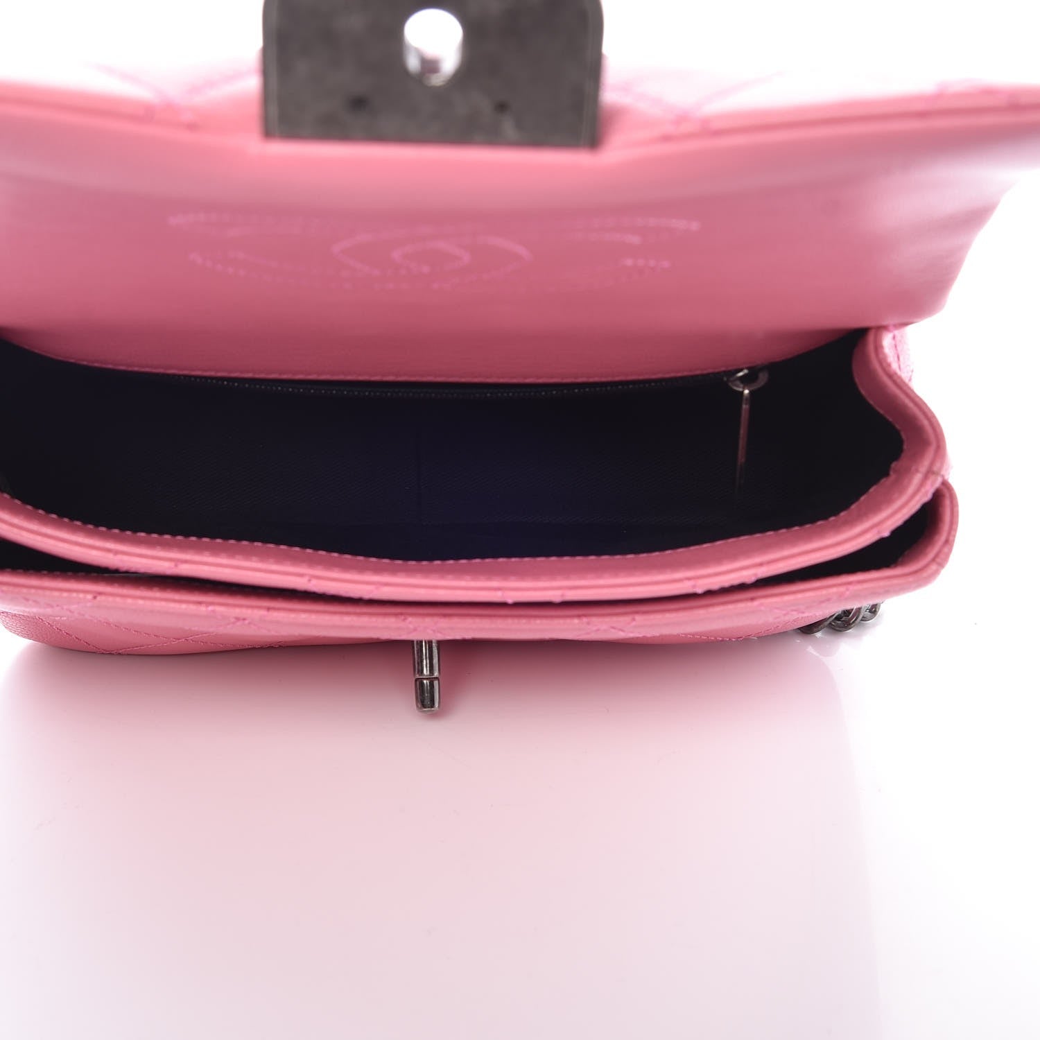 Chanel Shiny Goatskin Quilted Small Double Carry Waist Chain Flap Pink 6 of 9