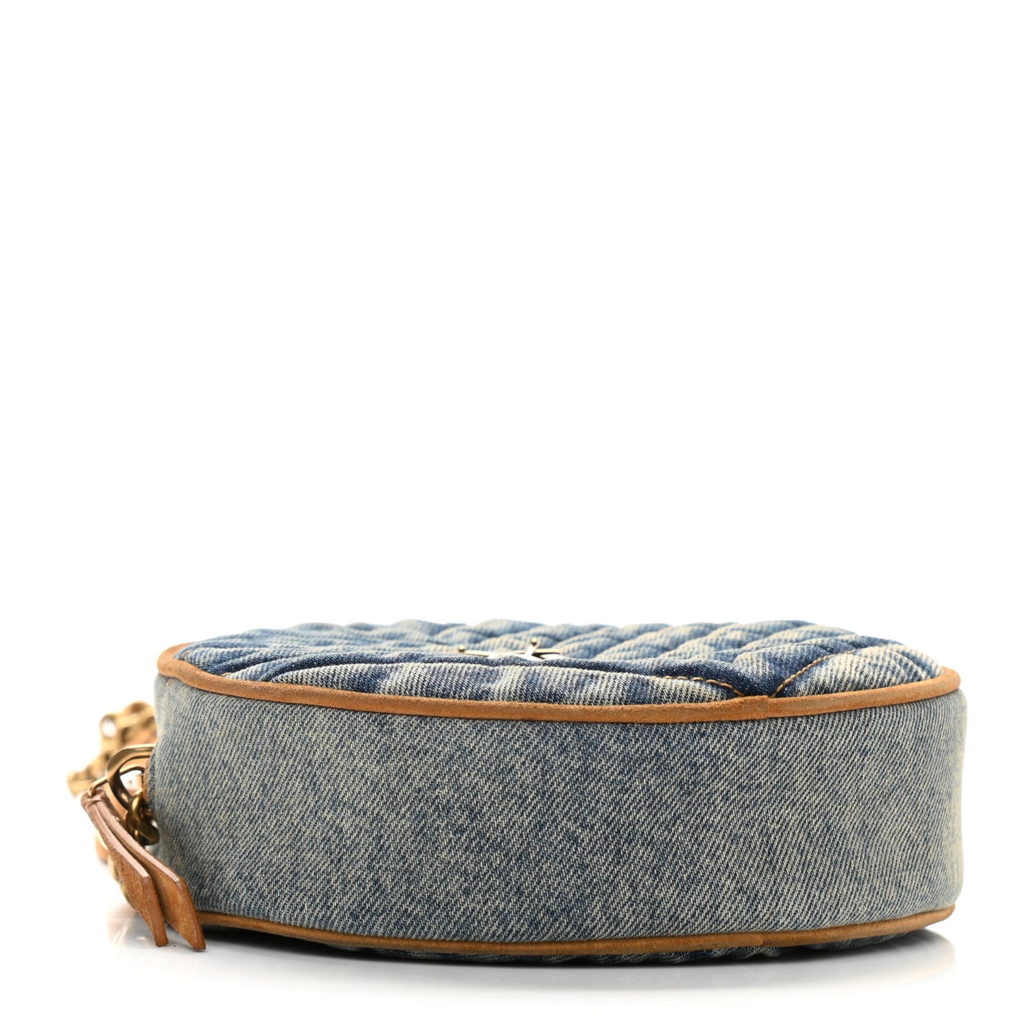 Denim Quilted Monogram Round Crossbody Bag Rodeo Blue