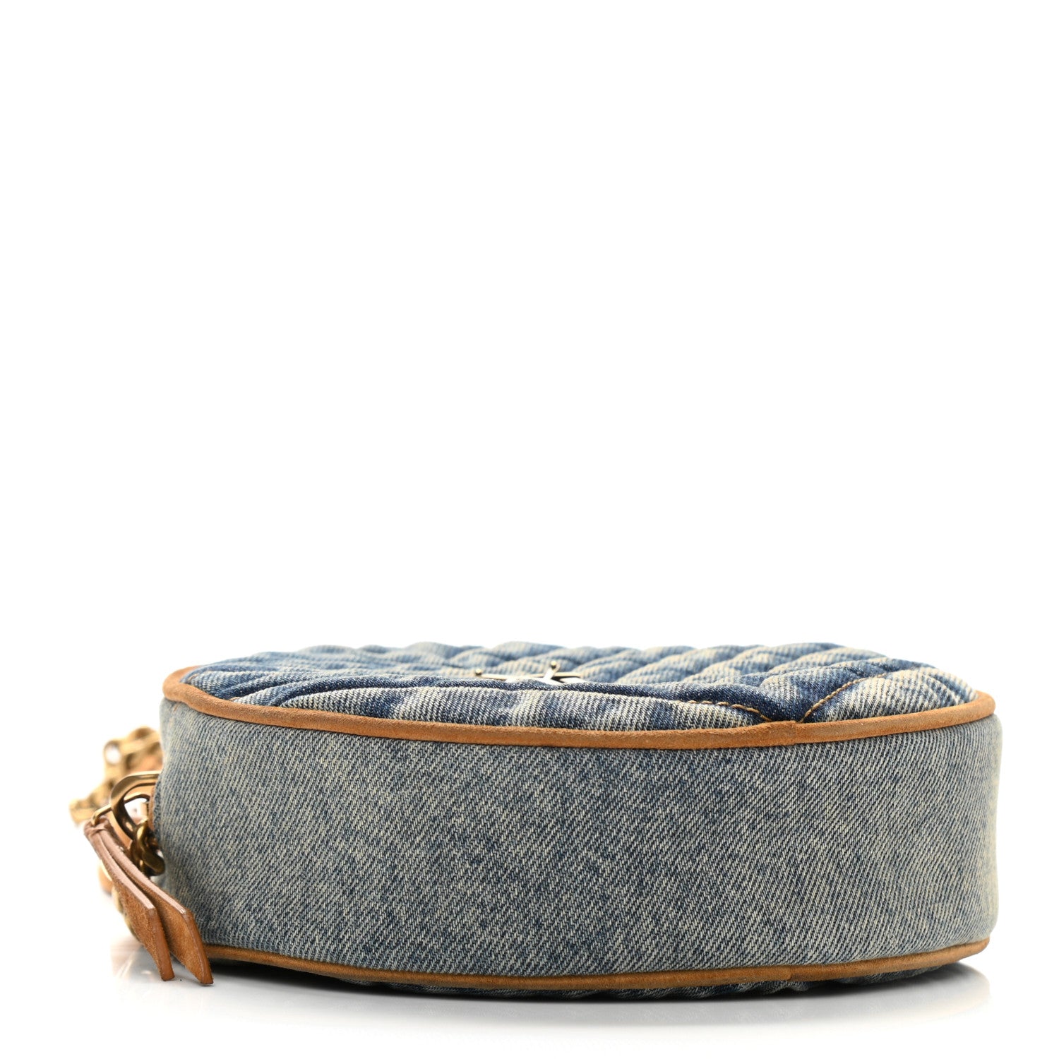 Saint Laurent Denim Quilted Monogram Round Crossbody Bag Rodeo Blue 4 of 11