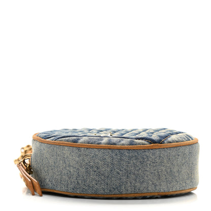 Saint Laurent Denim Quilted Monogram Round Crossbody Bag Rodeo Blue 4 of 11