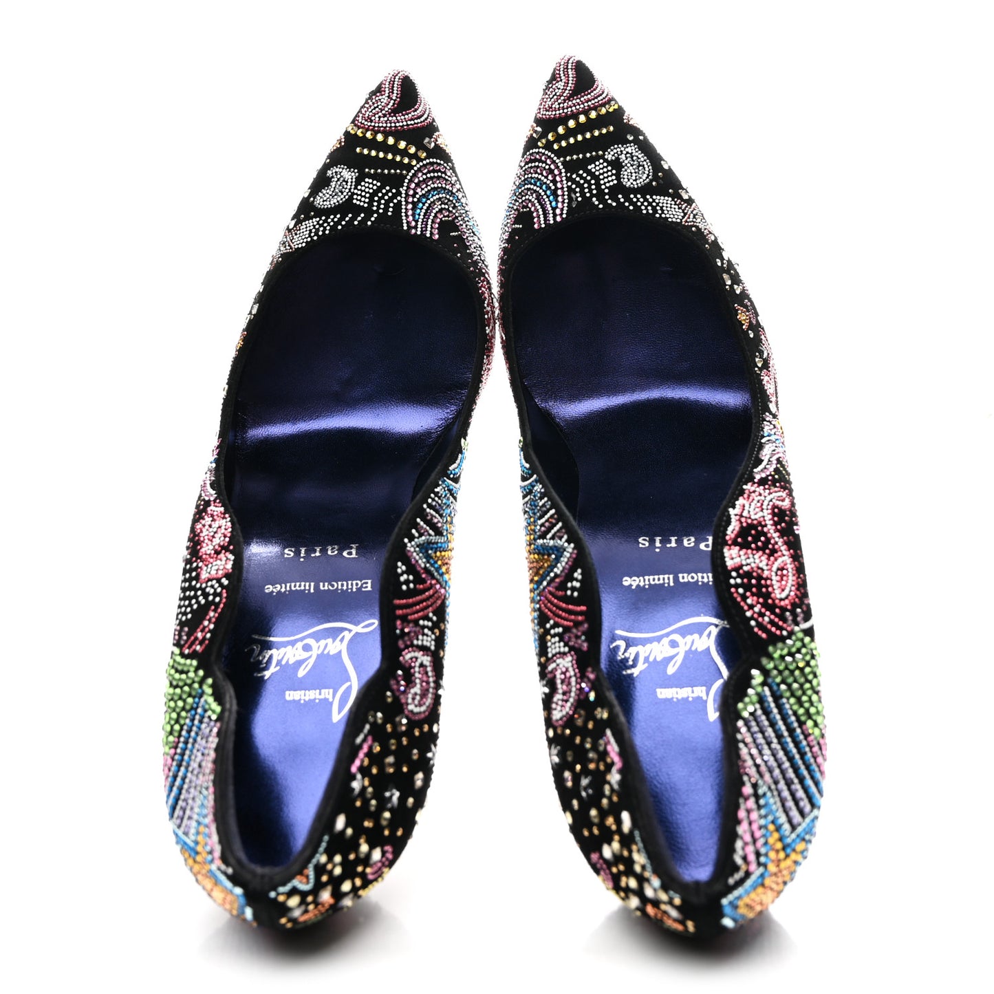 Suede Crystal Embellished Starlight Hot Chick 100 Pumps 40 Black Multicolor