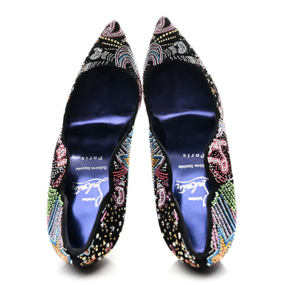 Christian Louboutin Suede Crystal Embellished Starlight Hot Chick 100 Pumps 40 Black Multicolor 2 of 10