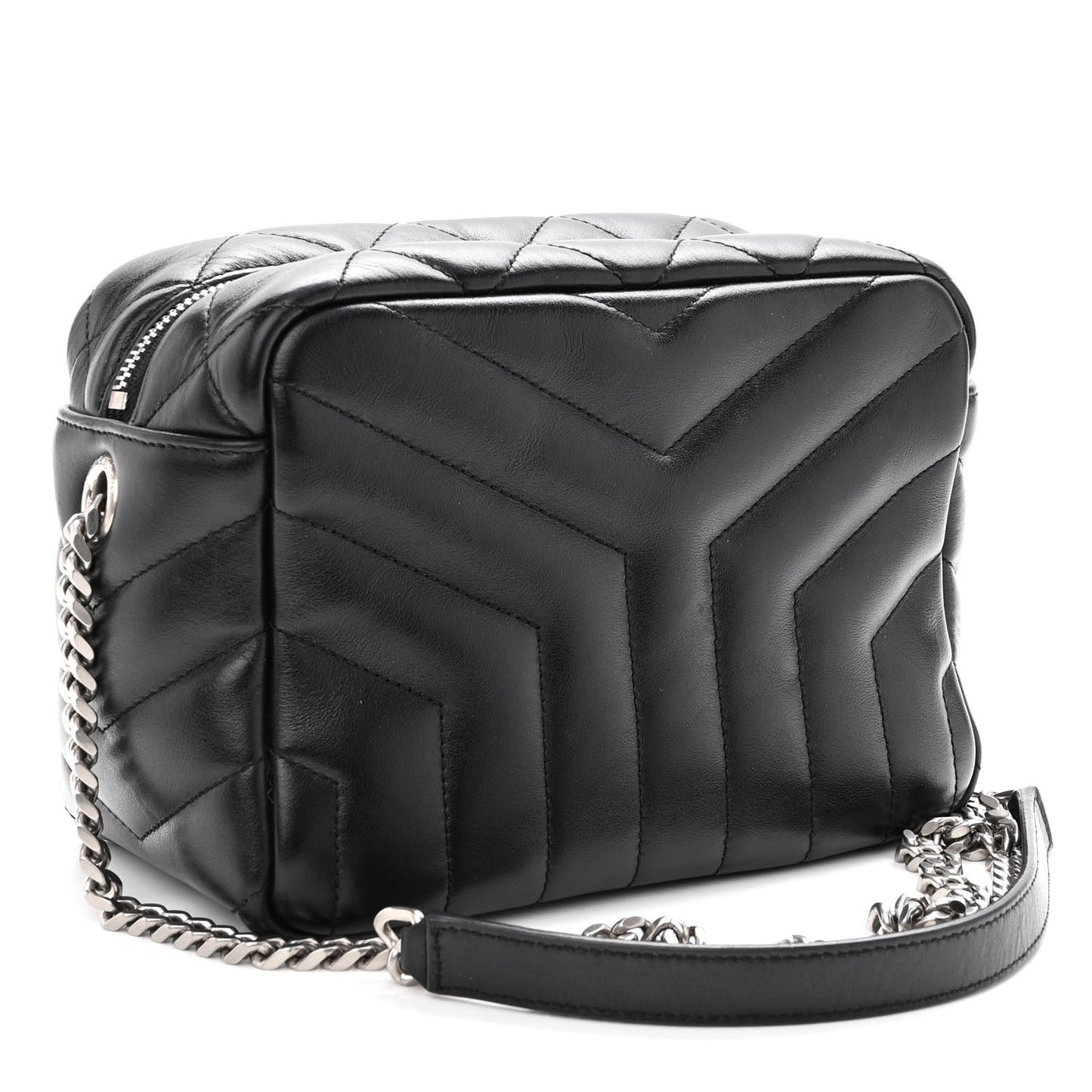 Calfskin Y Quilted Monogram Small Loulou Bowling Bag Black