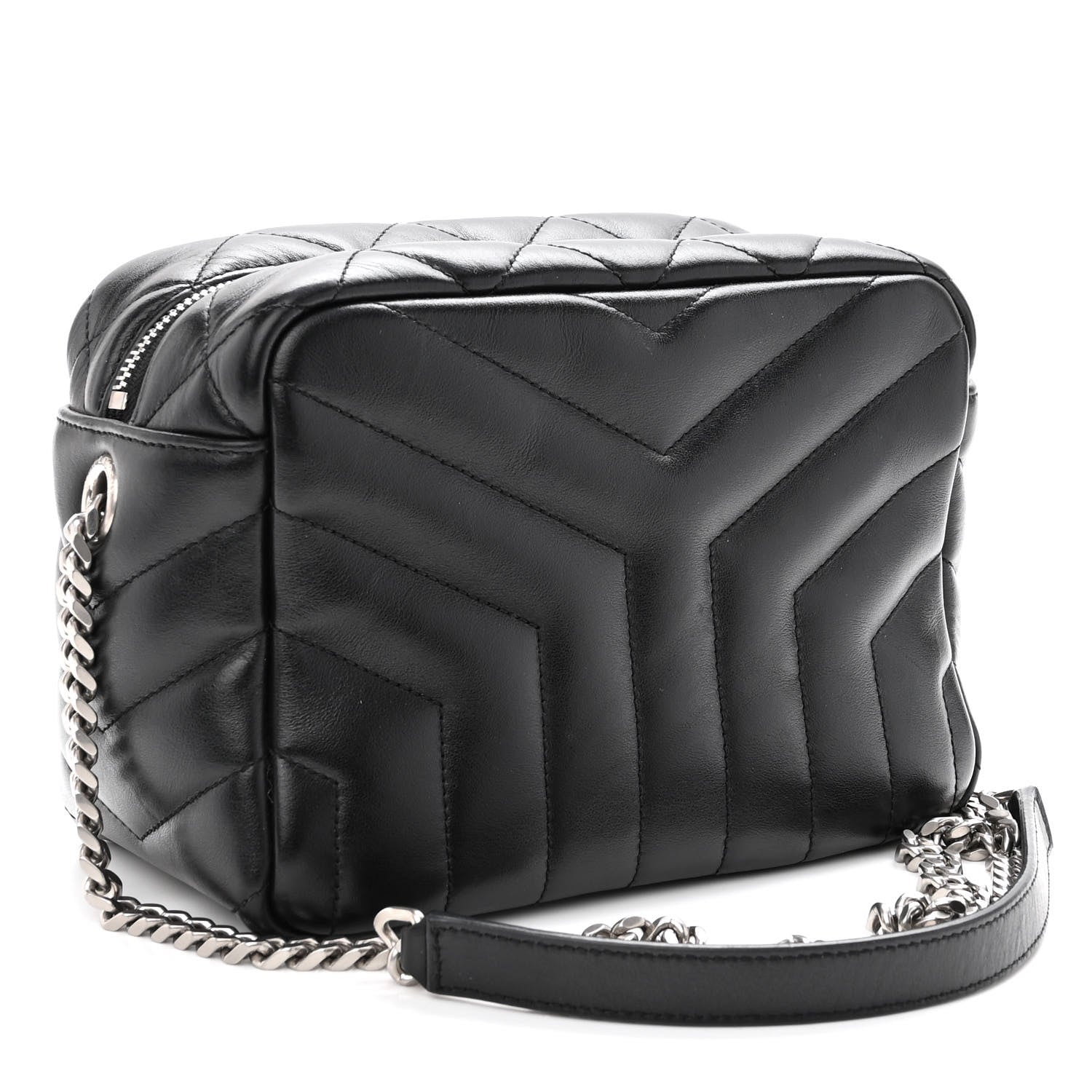 Saint Laurent Calfskin Y Quilted Monogram Small Loulou Bowling Bag Black 3 of 9