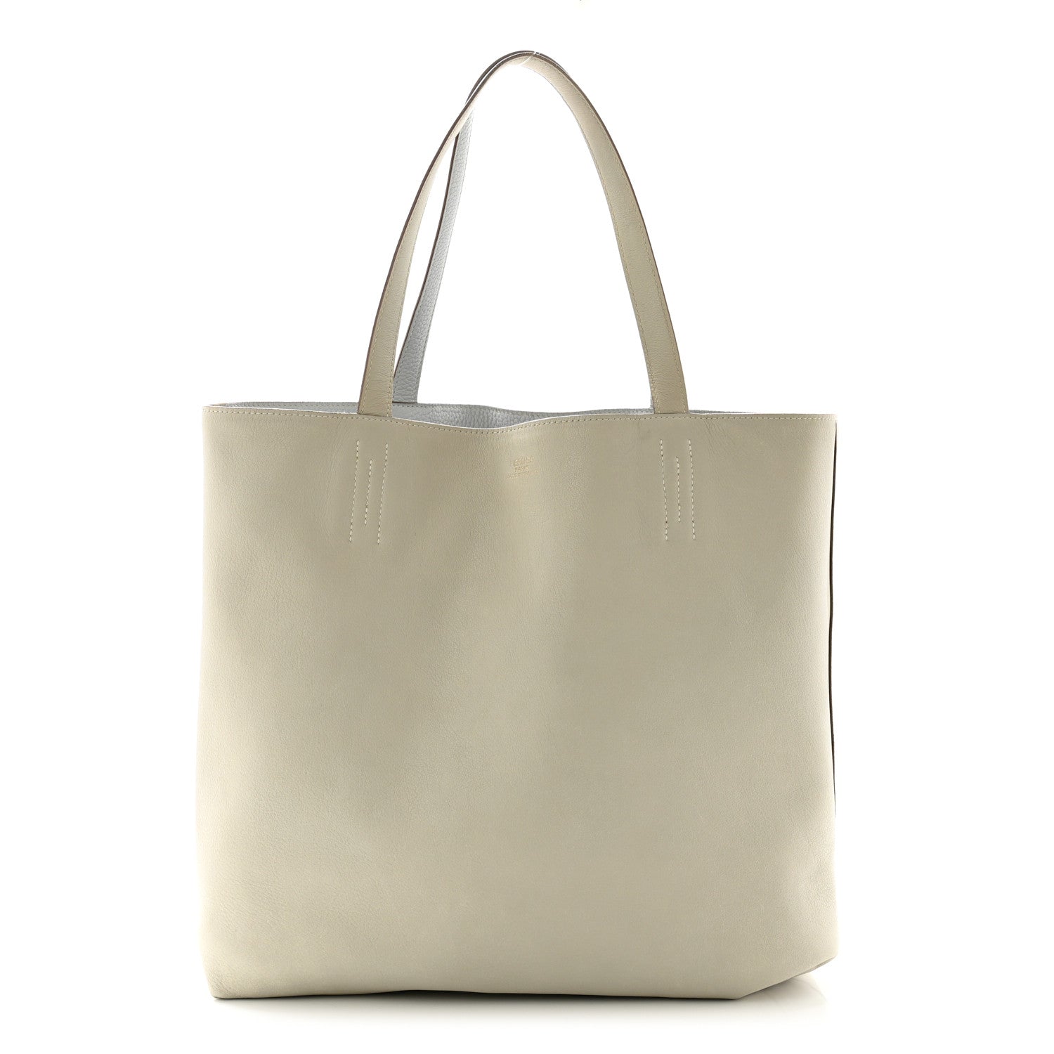 Hermes Taurillon Clemence Double Sens 45 Reversible Tote Gris Perle Bleu Pale 1 of 19