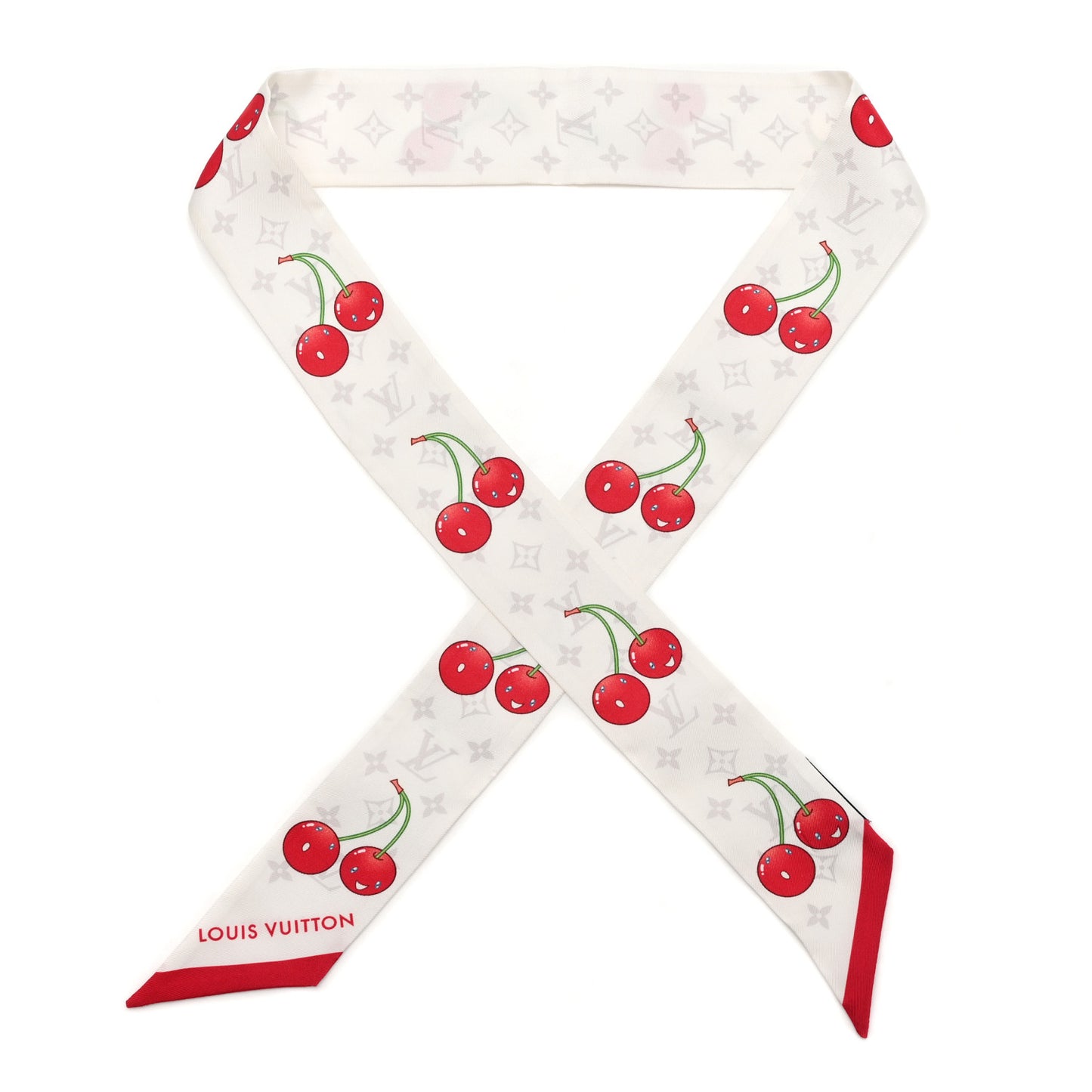 LV X TM Silk Monogram Cerises Bandeau White