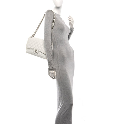 Chanel Caviar Quilted Jumbo Double Flap White 2 of 10