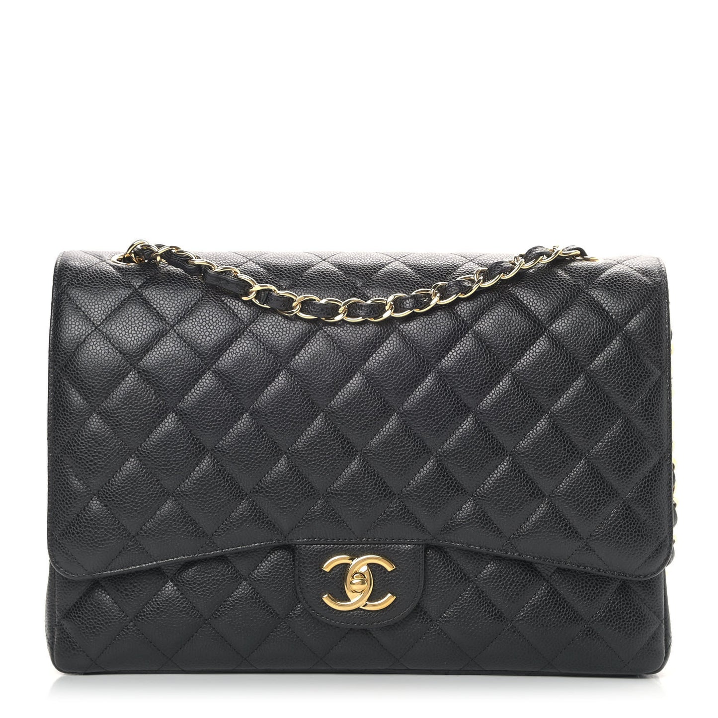 Caviar Quilted Maxi Double Flap Black