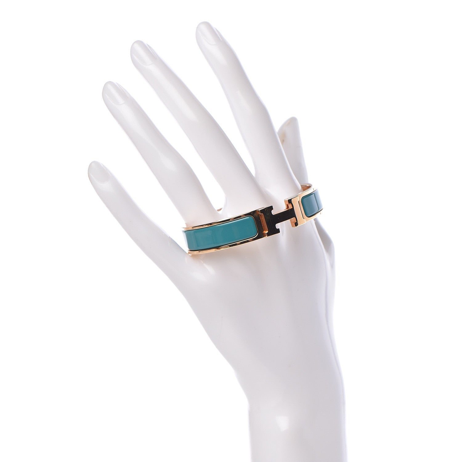 Hermes Enamel Narrow Clic Clac H Bracelet PM Bleu Canard 2 of 5