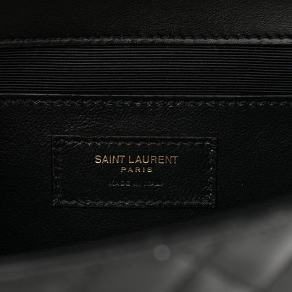 Saint Laurent Grain De Poudre Textured Mixed Matelasse Triquilt Medium Monogram Satchel Black 9 of 11