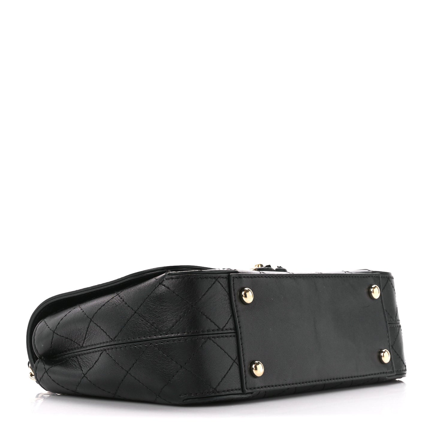 Calfskin Stitched Medium Covered CC Flap Bag Black