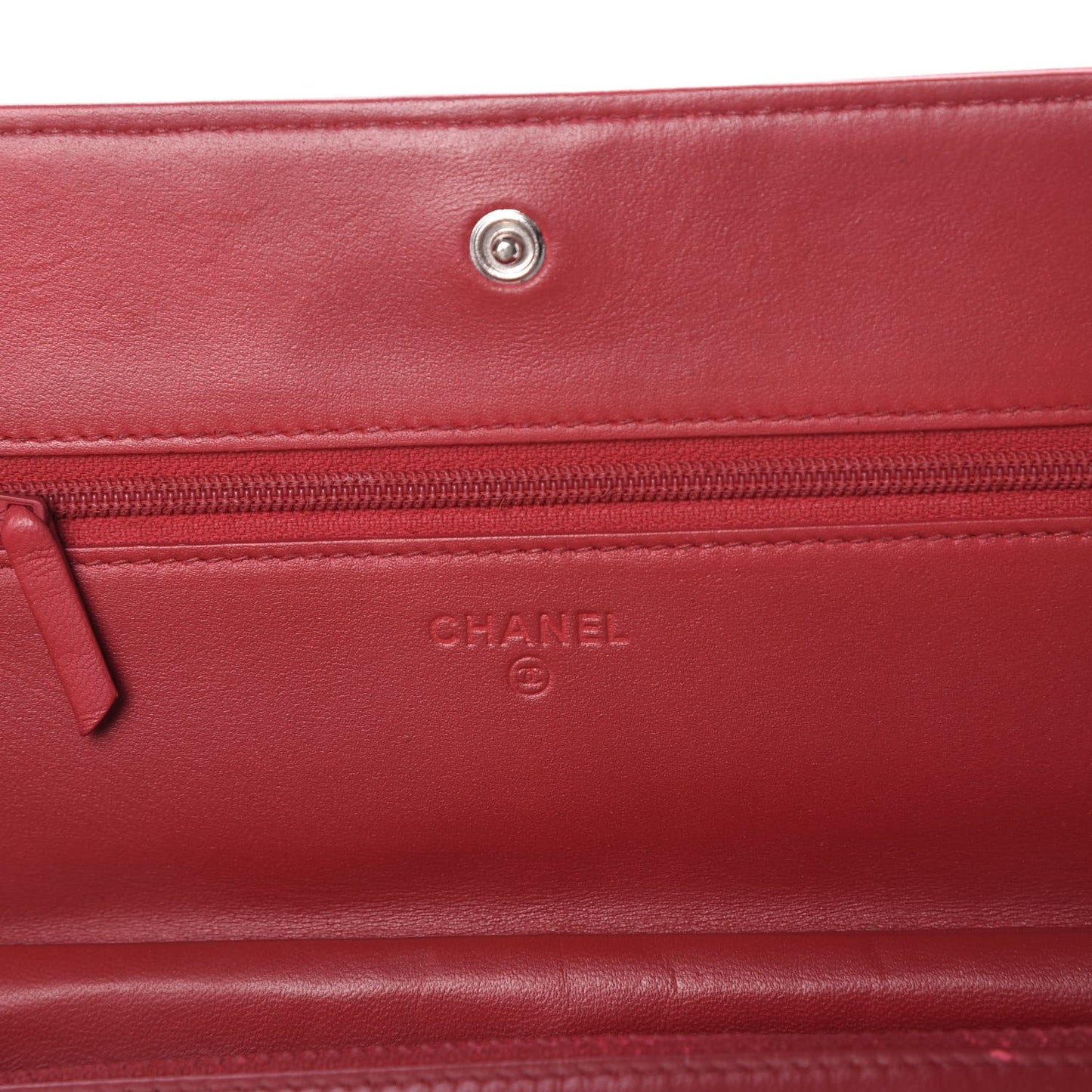 Lambskin Camellia Embossed Wallet On Chain WOC Red