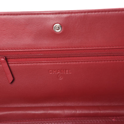 Chanel Lambskin Camellia Embossed Wallet On Chain WOC Red 11 of 14