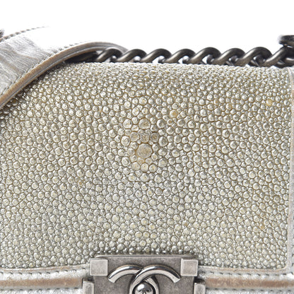 Chanel Metallic Galuchat Stingray Mini Boy Flap Silver 9 of 15