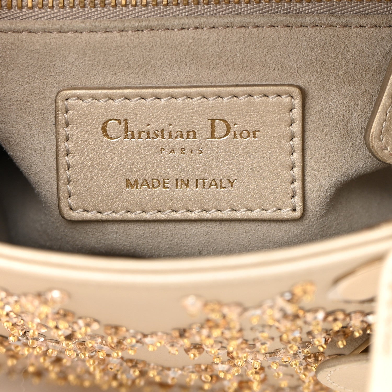 Christian Dior Metallic Lambskin Crystal Cannage Mini Lady Dior Platinum 6 of 14