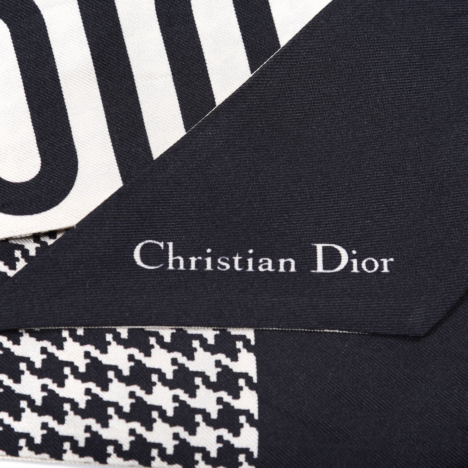 Christian Dior Silk 30 Montaigne Mitzah Scarf Black White 3 of 4
