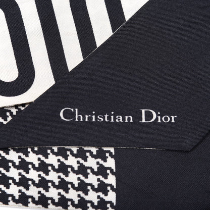 Christian Dior Silk 30 Montaigne Mitzah Scarf Black White 3 of 4