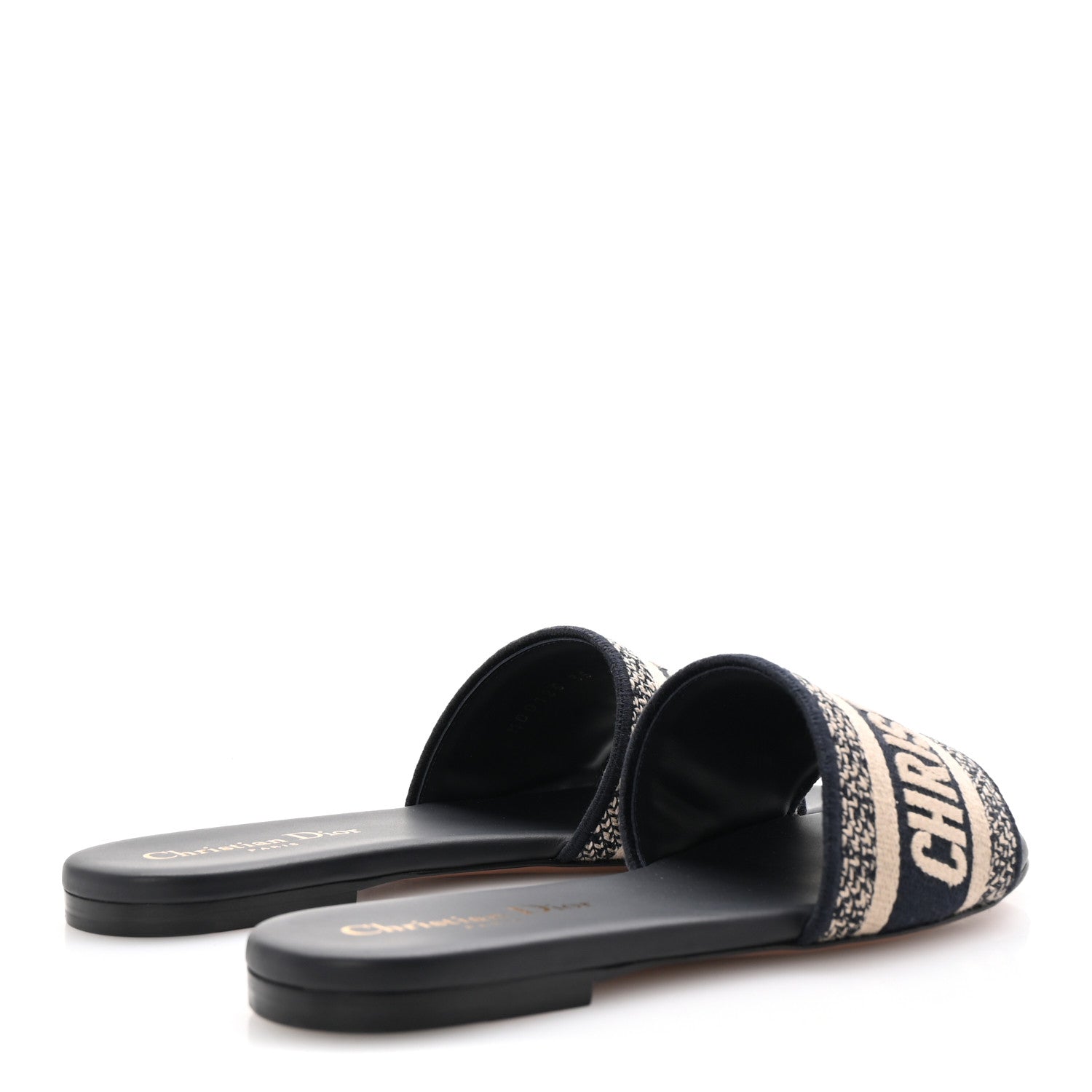 Christian Dior Canvas Embroidered Dway Mules Slide Sandals 35 Deep Blue 5 of 10
