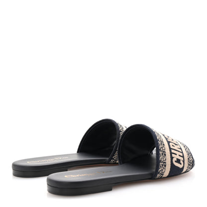 Christian Dior Canvas Embroidered Dway Mules Slide Sandals 35 Deep Blue 5 of 10