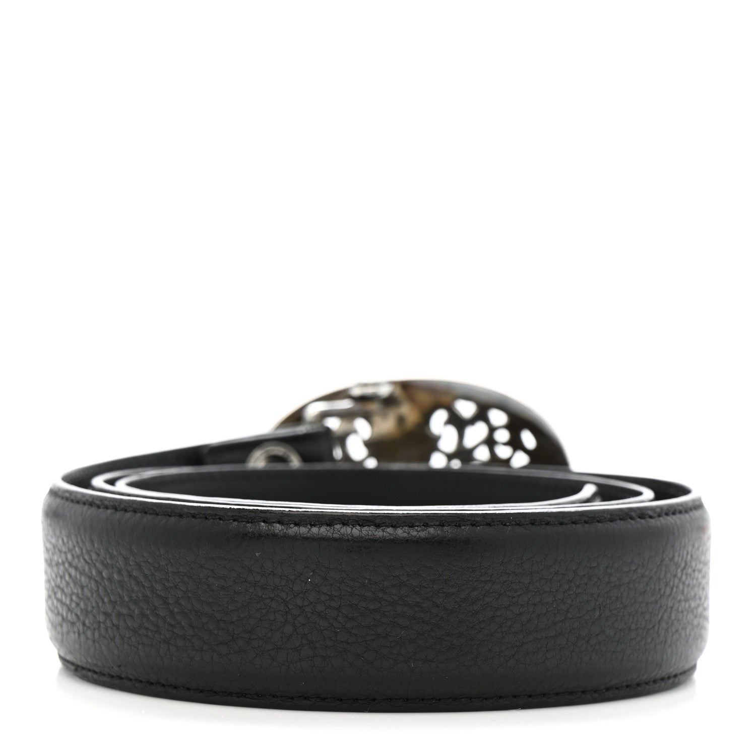 Chrome Hearts Calfskin Sterling Silver Cross Oval Belt 85 34 Black 2 of 7
