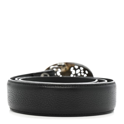 Chrome Hearts Calfskin Sterling Silver Cross Oval Belt 85 34 Black 2 of 7