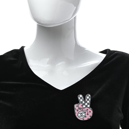 Chanel Resin Peace Sign Emoji Brooch Pink 2 of 6