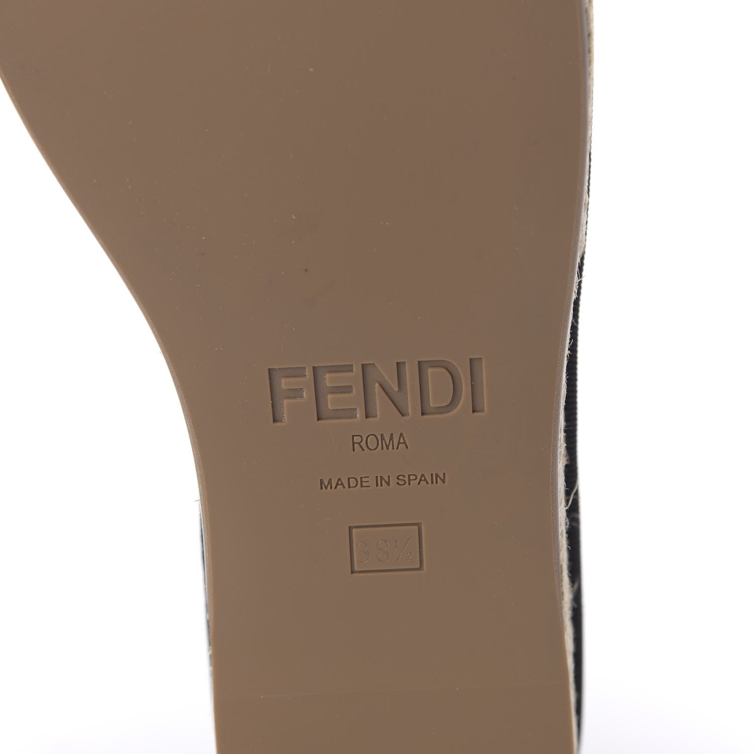 Fendi Nappa FF Embossed Espadrille Platform Sandals 38.5 Black 6 of 8