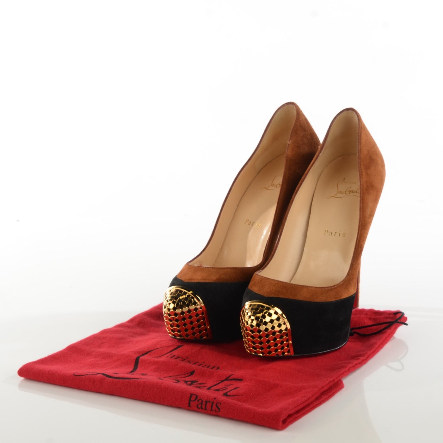 Suede Calfskin Maggie 140 Pumps 38.5 Black Brown