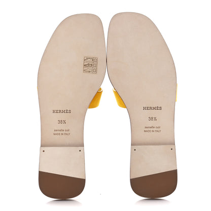 Hermes Suede Goatskin Oran Sandals 38.5 Jaune Bouton D'or 5 of 8
