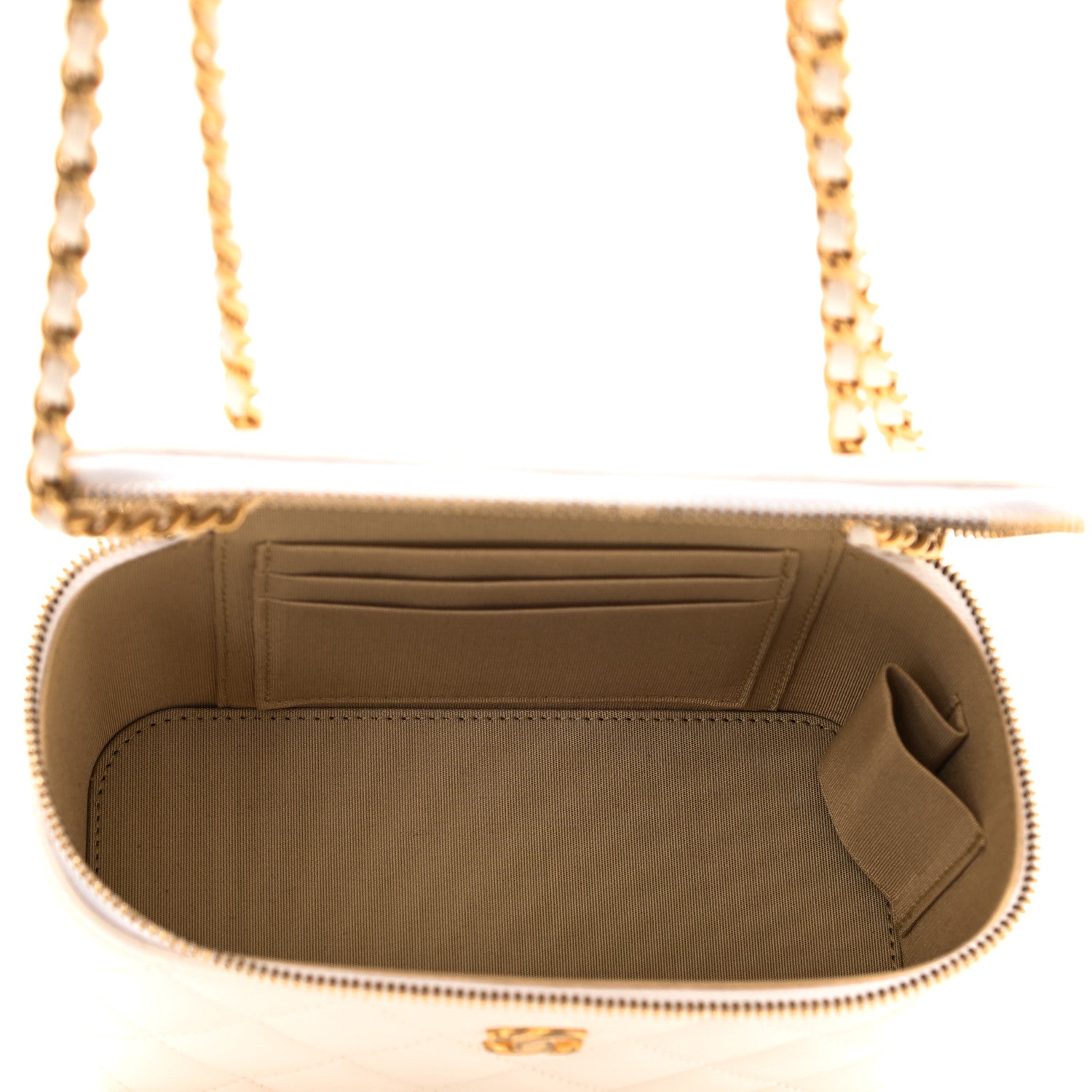 Chanel Lambskin Quilted Pearl Crush Small Vanity Case With Chain White 7 of 10