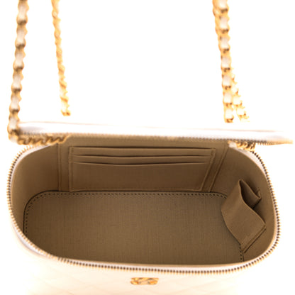 Chanel Lambskin Quilted Pearl Crush Small Vanity Case With Chain White 7 of 10