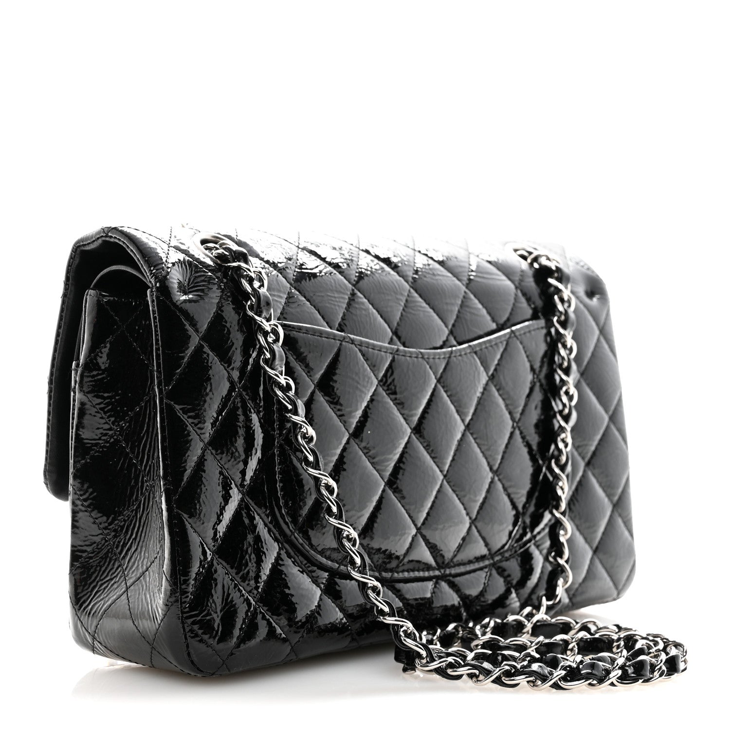 Chanel Distressed Patent Quilted Medium Double Flap Black 3 of 10
