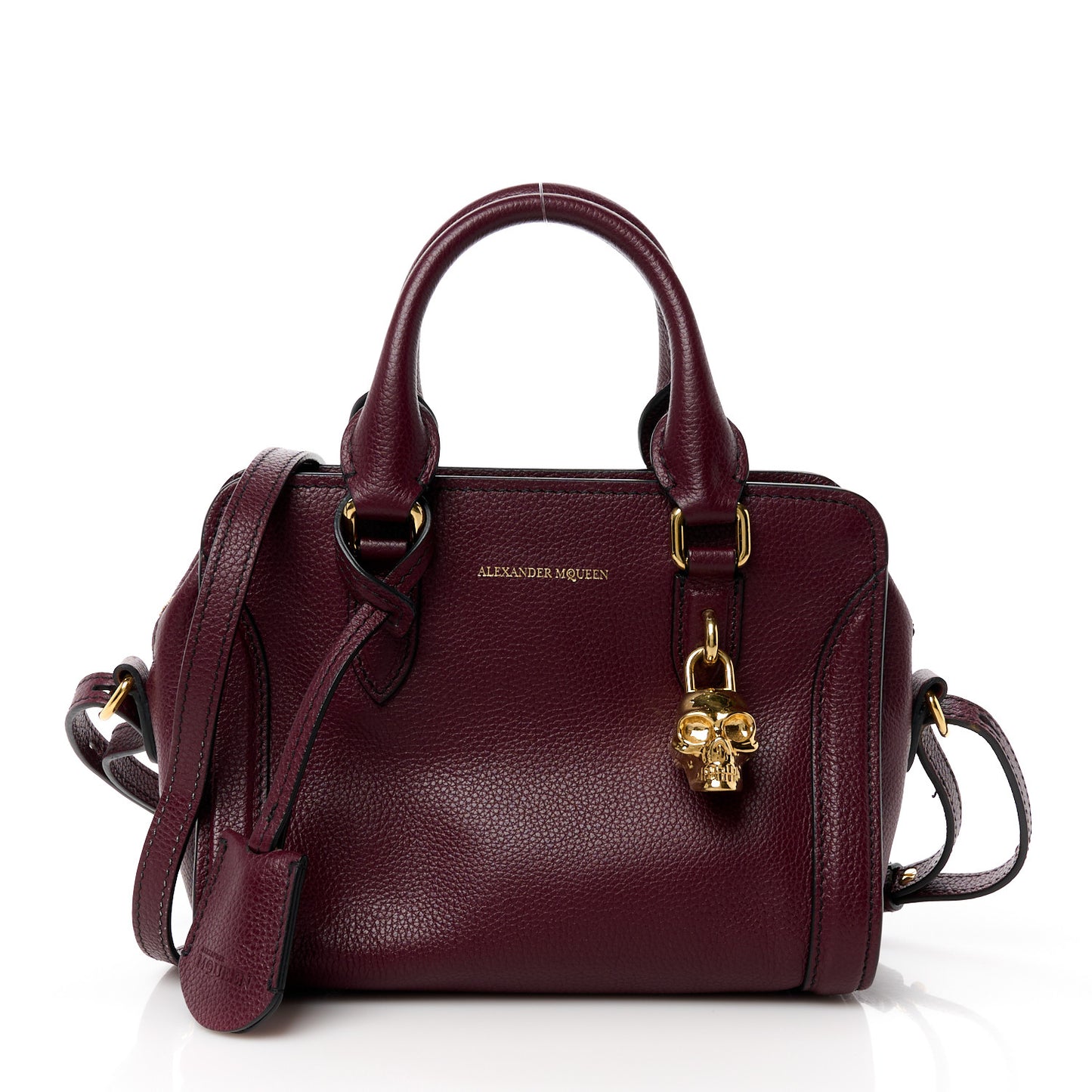 Pebbled Calfskin Mini Padlock Tote Bordeaux