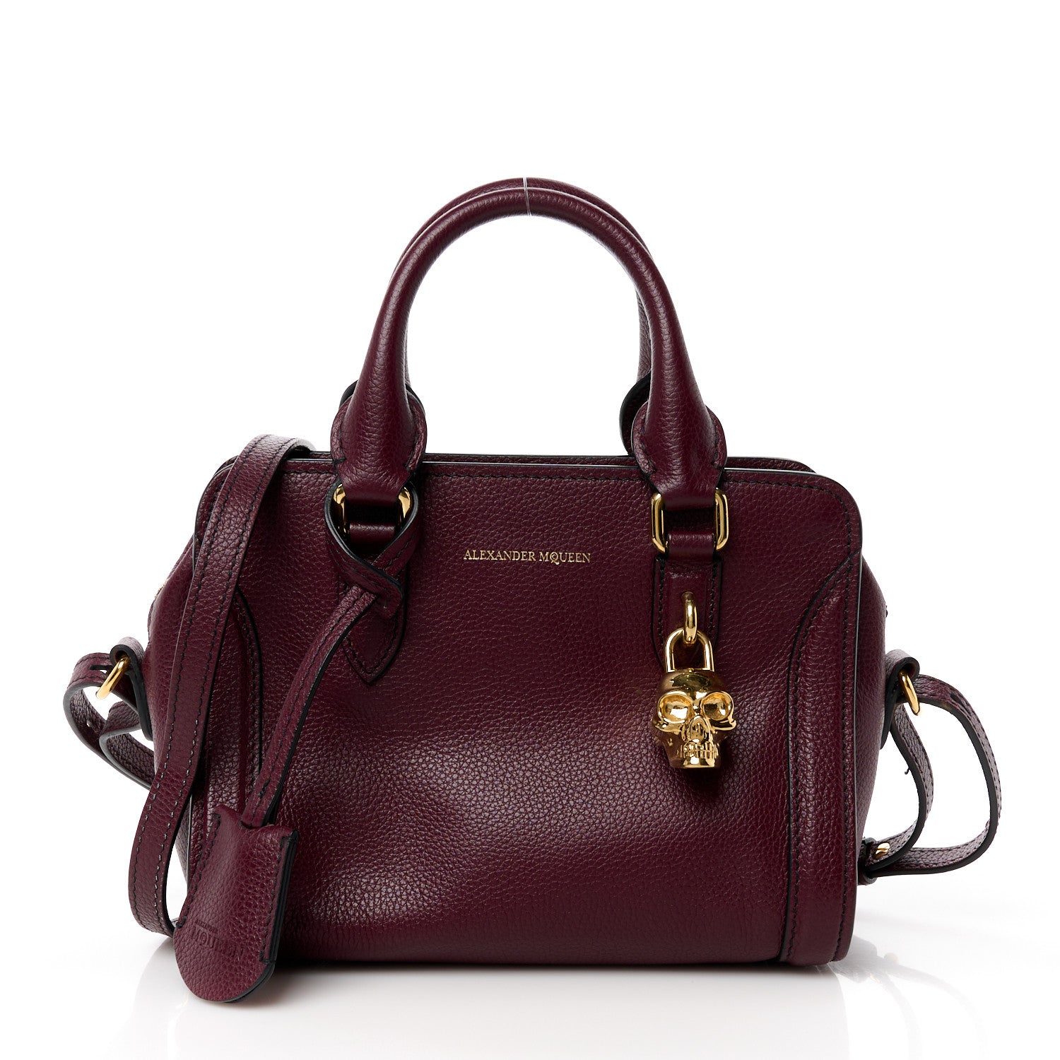 Alexander McQueen Pebbled Calfskin Mini Padlock Tote Bordeaux 1 of 12