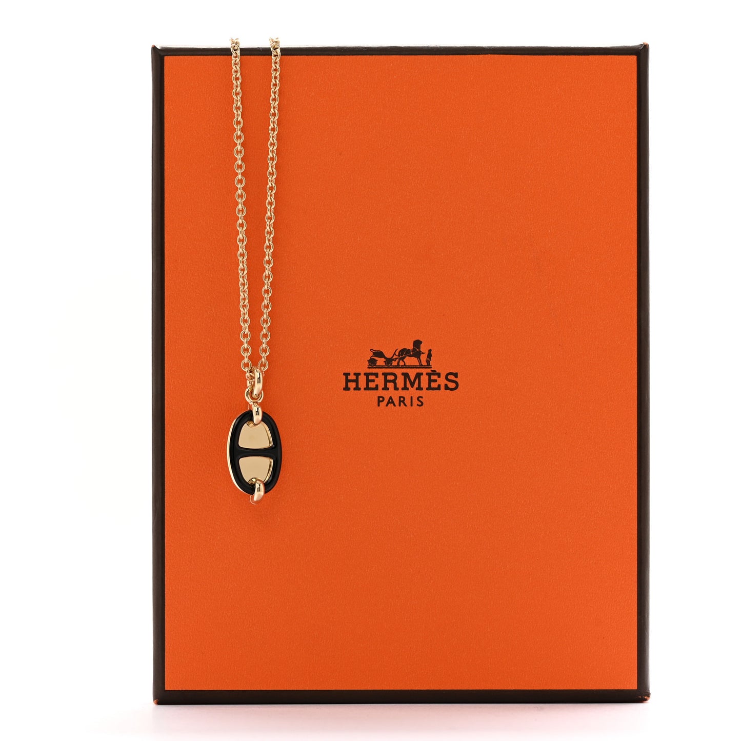 Metal Enamel Mini Maillon Pendant Necklace Black