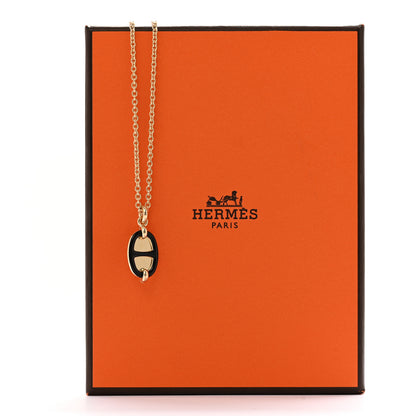 Hermes Metal Enamel Mini Maillon Pendant Necklace Black 7 of 7