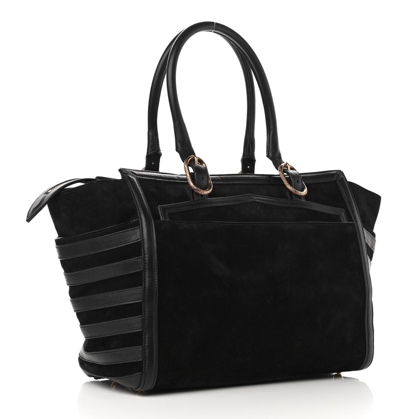Suede Calfskin Farida Bowler Bag Black